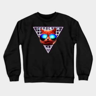 Cool 80s Hipster Cat Crewneck Sweatshirt